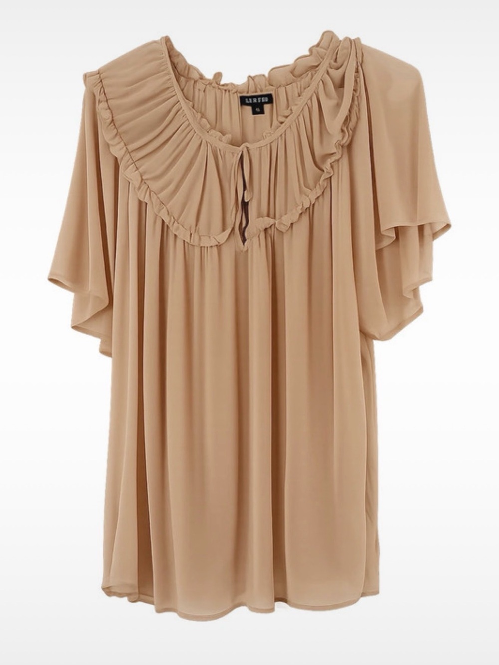 TORRID  Beige Ruffle Yoke Flutter Sleeve Blouse 1X
